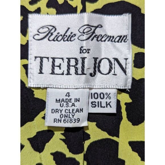 Rickie Freeman for Terri Jon Women's Size 4 Black Leopard Silk 2 Piece Dress - Picture 3 of 9